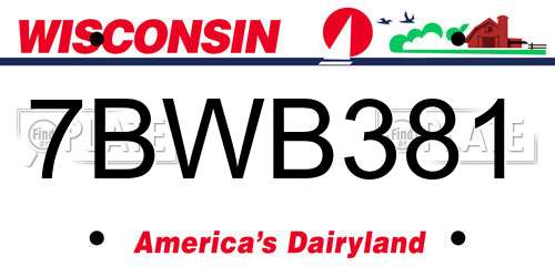 7BWB381 Wisconsin License Plate