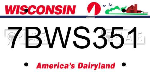 7BWS351 Wisconsin License Plate