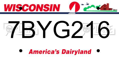 7BYG216 Wisconsin License Plate
