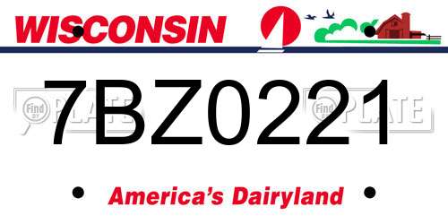 7BZ0221 Wisconsin License Plate