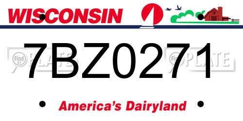 7BZ0271 Wisconsin License Plate