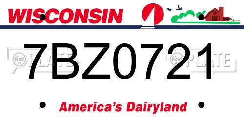 7BZ0721 Wisconsin License Plate