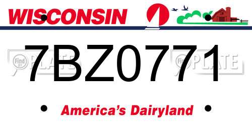 7BZ0771 Wisconsin License Plate