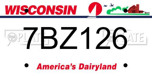 7BZ126 Wisconsin License Plate
