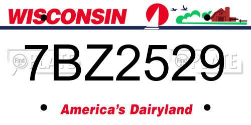 7BZ2529 Wisconsin License Plate