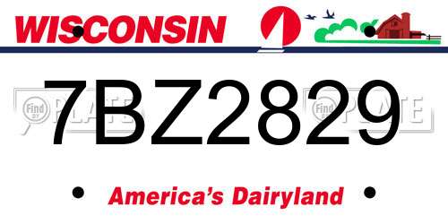 7BZ2829 Wisconsin License Plate