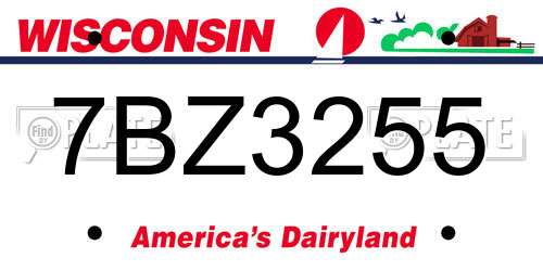 7BZ3255 Wisconsin License Plate