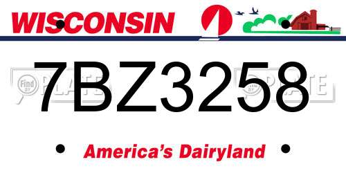 7BZ3258 Wisconsin License Plate