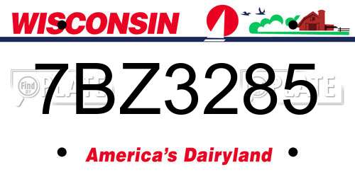 7BZ3285 Wisconsin License Plate