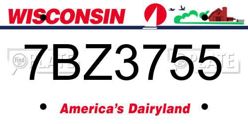 7BZ3755 Wisconsin License Plate