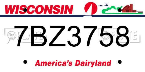 7BZ3758 Wisconsin License Plate