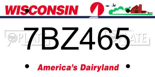 7BZ465 Wisconsin License Plate