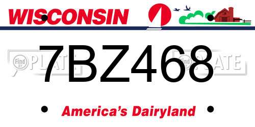 7BZ468 Wisconsin License Plate
