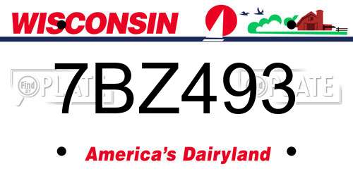 7BZ493 Wisconsin License Plate