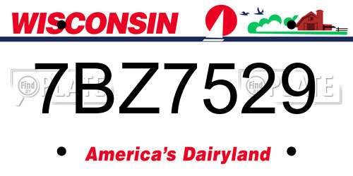 7BZ7529 Wisconsin License Plate