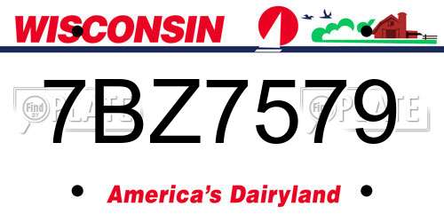 7BZ7579 Wisconsin License Plate