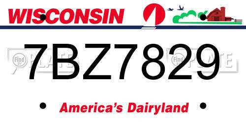 7BZ7829 Wisconsin License Plate