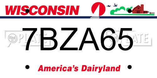7BZA65 Wisconsin License Plate