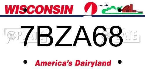 7BZA68 Wisconsin License Plate