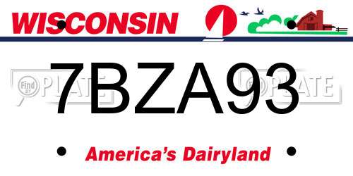 7BZA93 Wisconsin License Plate