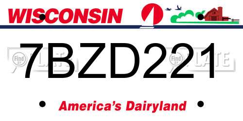 7BZD221 Wisconsin License Plate