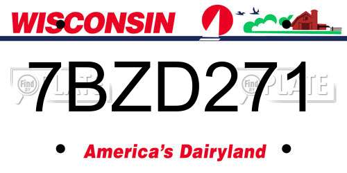 7BZD271 Wisconsin License Plate