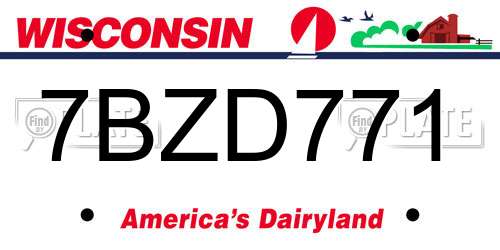 7BZD771 Wisconsin License Plate