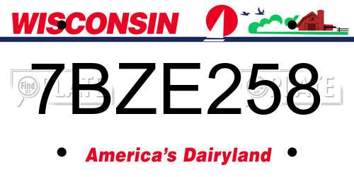 7BZE258 Wisconsin License Plate