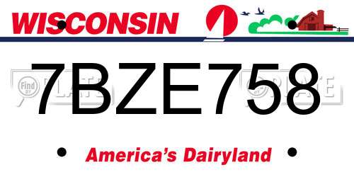 7BZE758 Wisconsin License Plate
