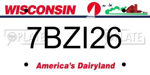 7BZI26 Wisconsin License Plate