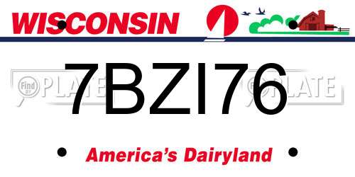 7BZI76 Wisconsin License Plate
