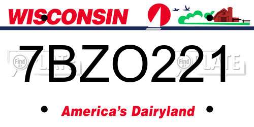 7BZO221 Wisconsin License Plate
