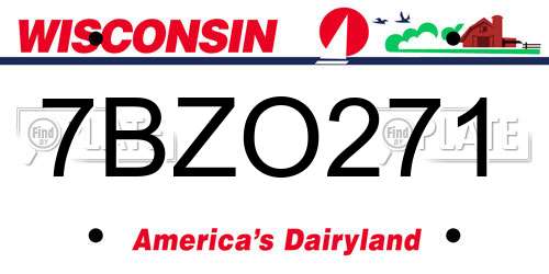 7BZO271 Wisconsin License Plate