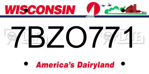 7BZO771 Wisconsin License Plate