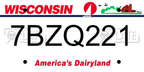 7BZQ221 Wisconsin License Plate