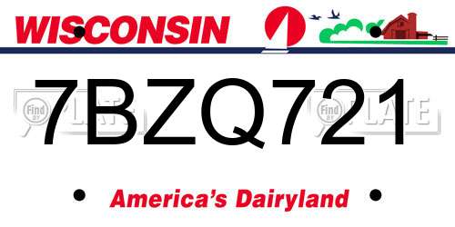 7BZQ721 Wisconsin License Plate