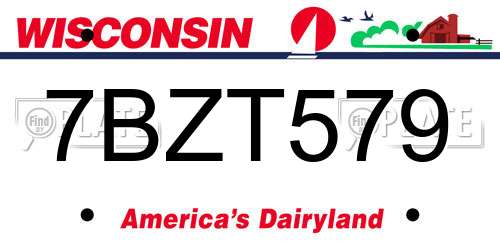 7BZT579 Wisconsin License Plate