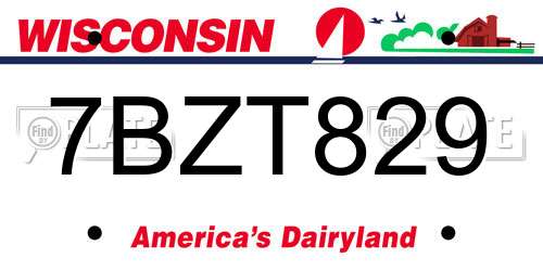 7BZT829 Wisconsin License Plate