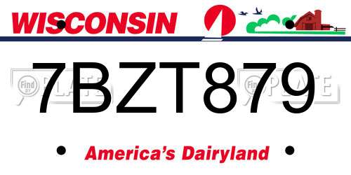 7BZT879 Wisconsin License Plate