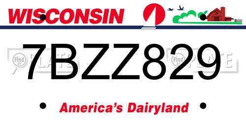 7BZZ829 Wisconsin License Plate