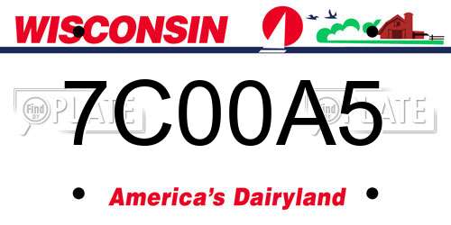 7C00A5 Wisconsin License Plate