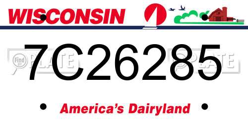 7C26285 Wisconsin License Plate