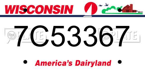 7C53367 Wisconsin License Plate