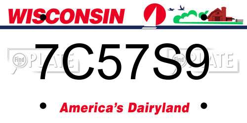 7C57S9 Wisconsin License Plate