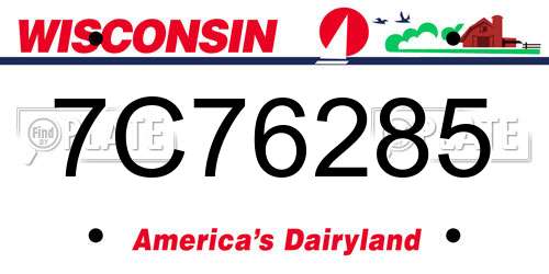 7C76285 Wisconsin License Plate