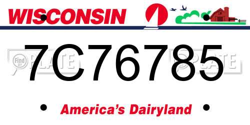7C76785 Wisconsin License Plate