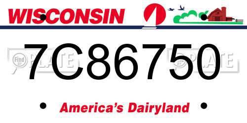 7C86750 Wisconsin License Plate