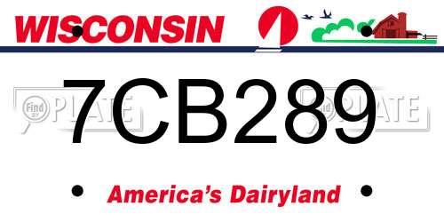7CB289 Wisconsin License Plate
