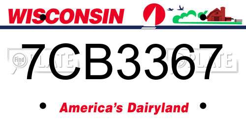 7CB3367 Wisconsin License Plate