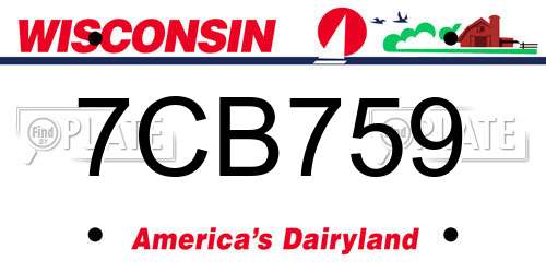 7CB759 Wisconsin License Plate